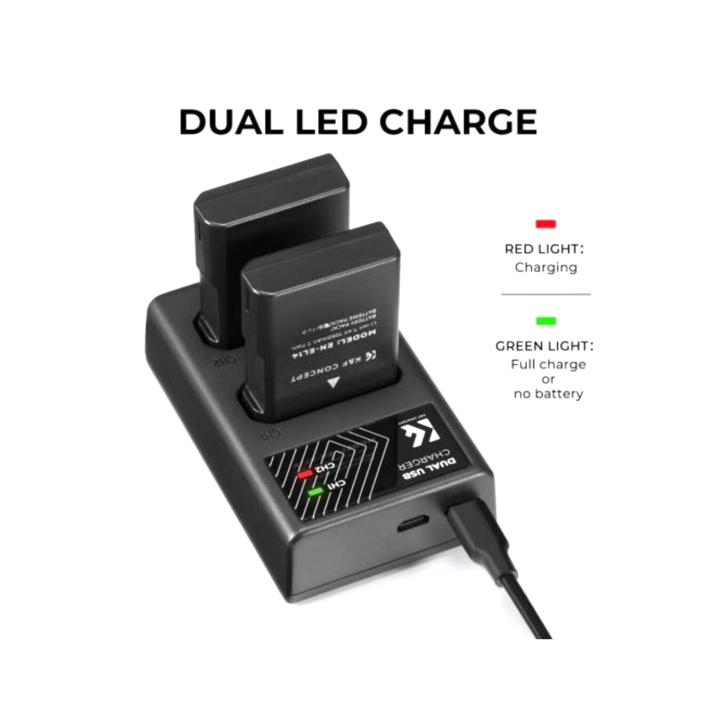 Cargador Doble Usb +batería K&f Concept En-el 14