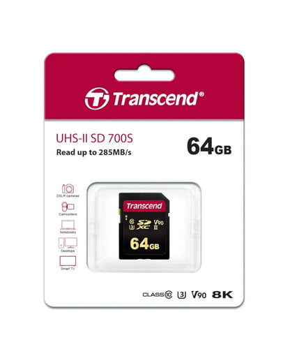 Tarjeta Memoria 64GB 285MB/s UHS-II SD 700S Transcend