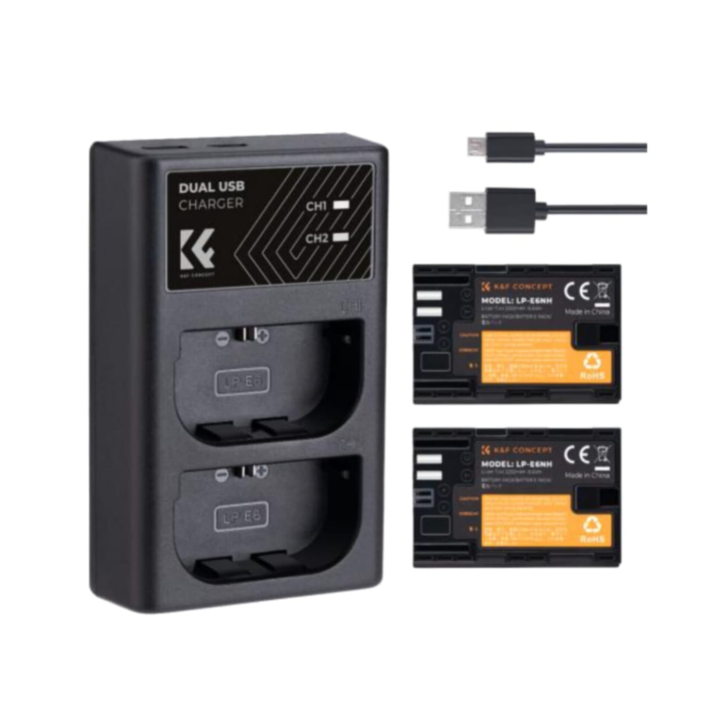 Cargador Doble Usb + Batería K&f Concept Para Canon Lp-e6