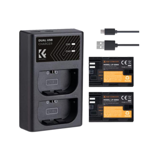 Cargador Doble Usb + Batería K&f Concept Para Canon Lp-e6