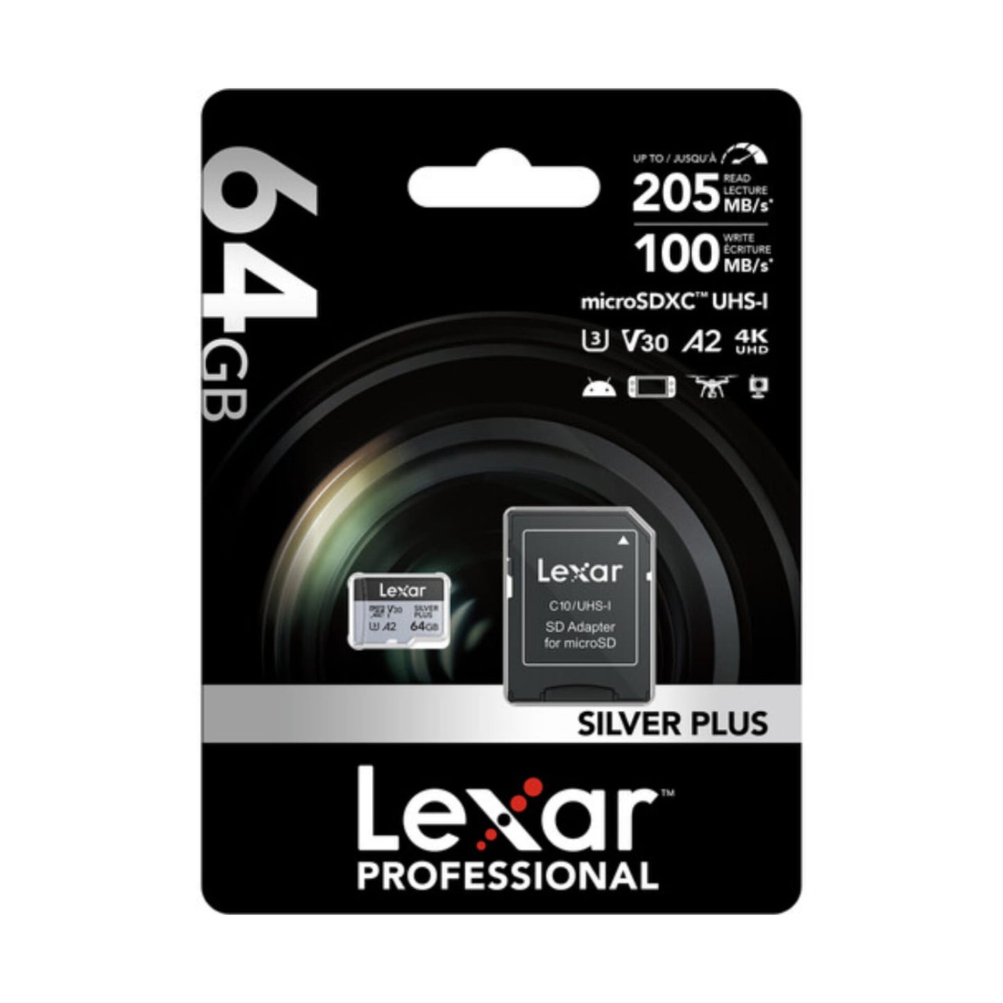 Tarjeta Micro 64GB UHS-I Silver Plus Lexar