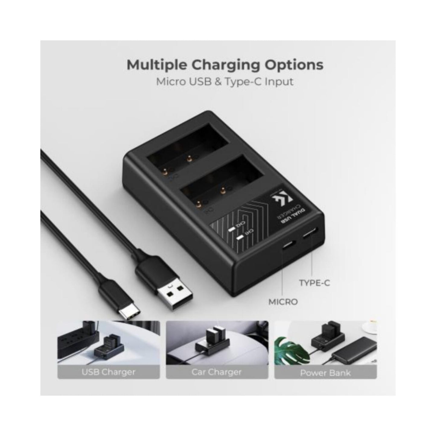 Cargador Doble Usb +batería K&f Concept Np-w126 Para Fuji