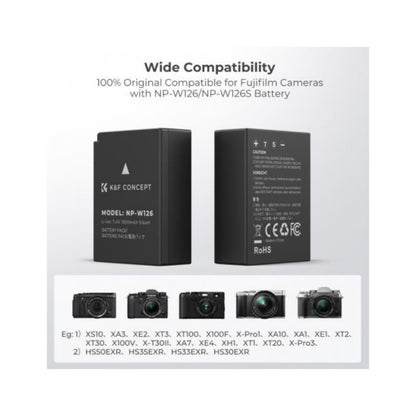 Cargador Doble Usb +batería K&f Concept Np-w126 Para Fuji