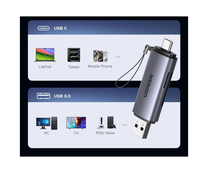 Lector de Tarjeta 2 en 1 USB-A /USB-C Ugreen