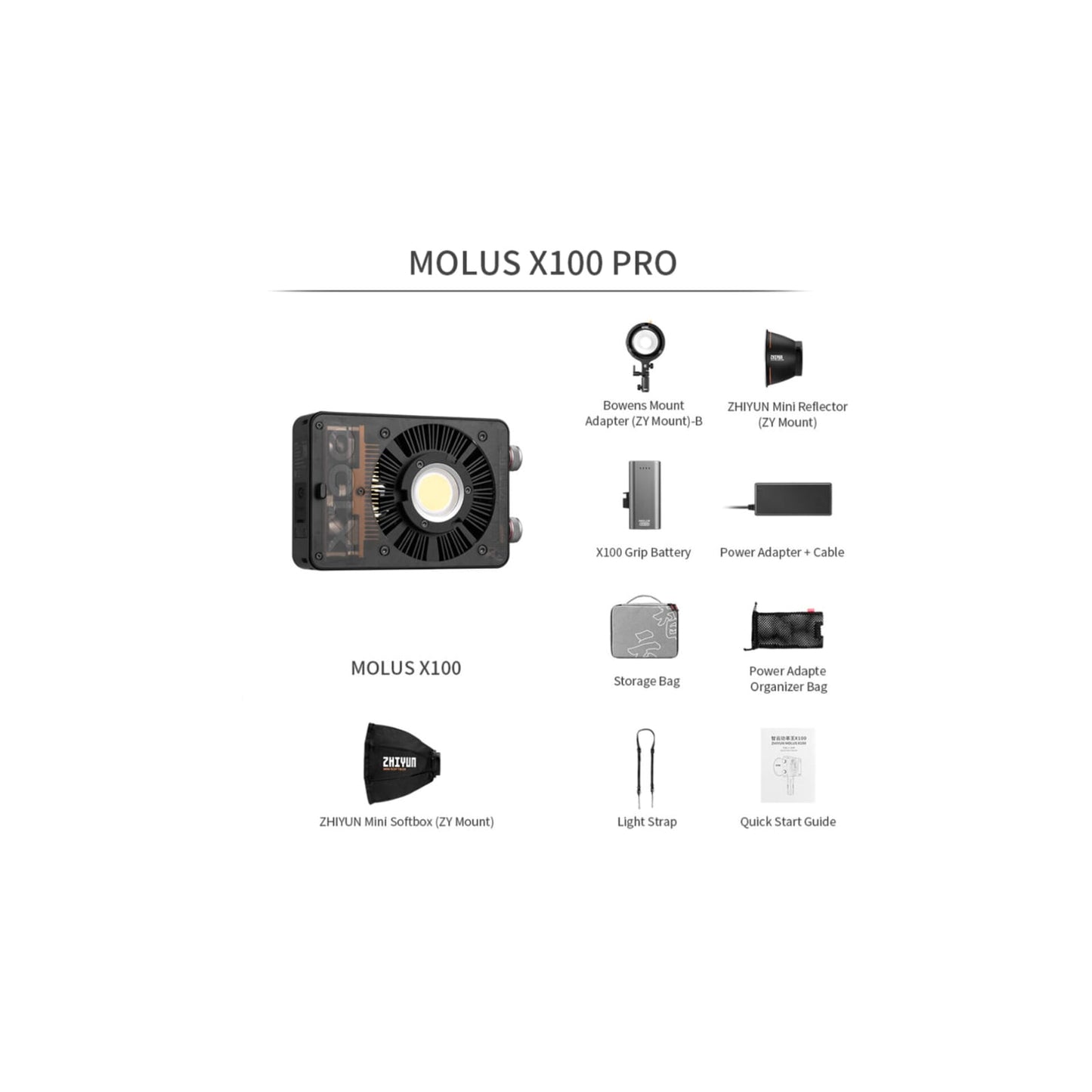Foco Led Zhiyun Molus X100 Bi- Color Pro Kit