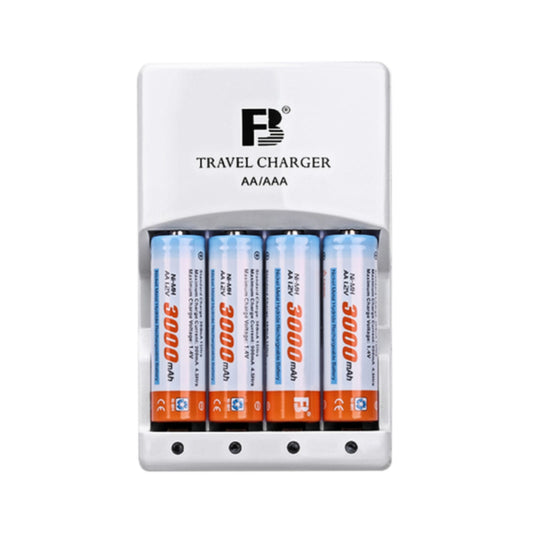 Cargador de Pilas Recargables + 4 Pilas AA