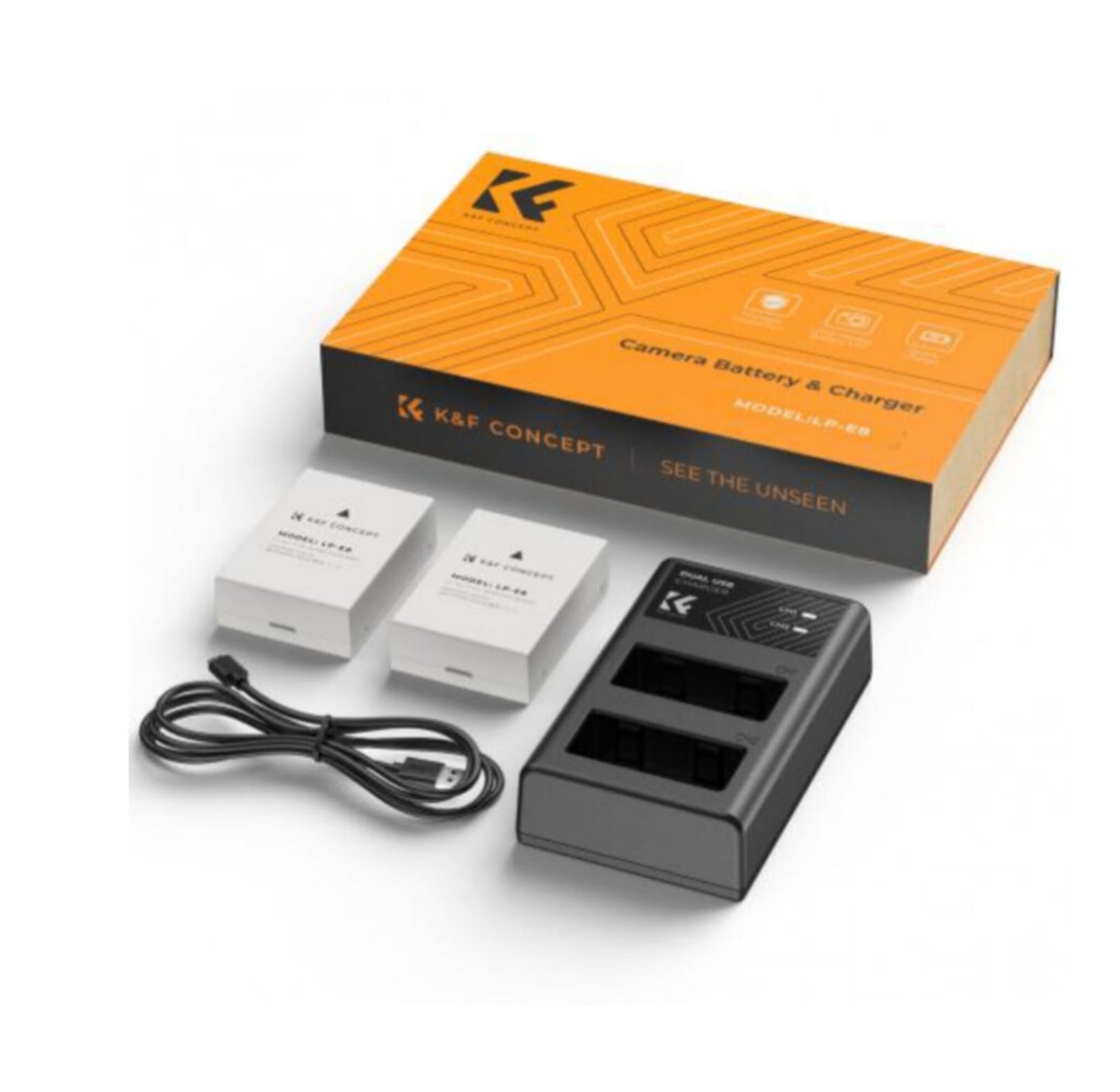 Cargador Doble Usb +batería K&f Concept Lp-e8 Para Canon