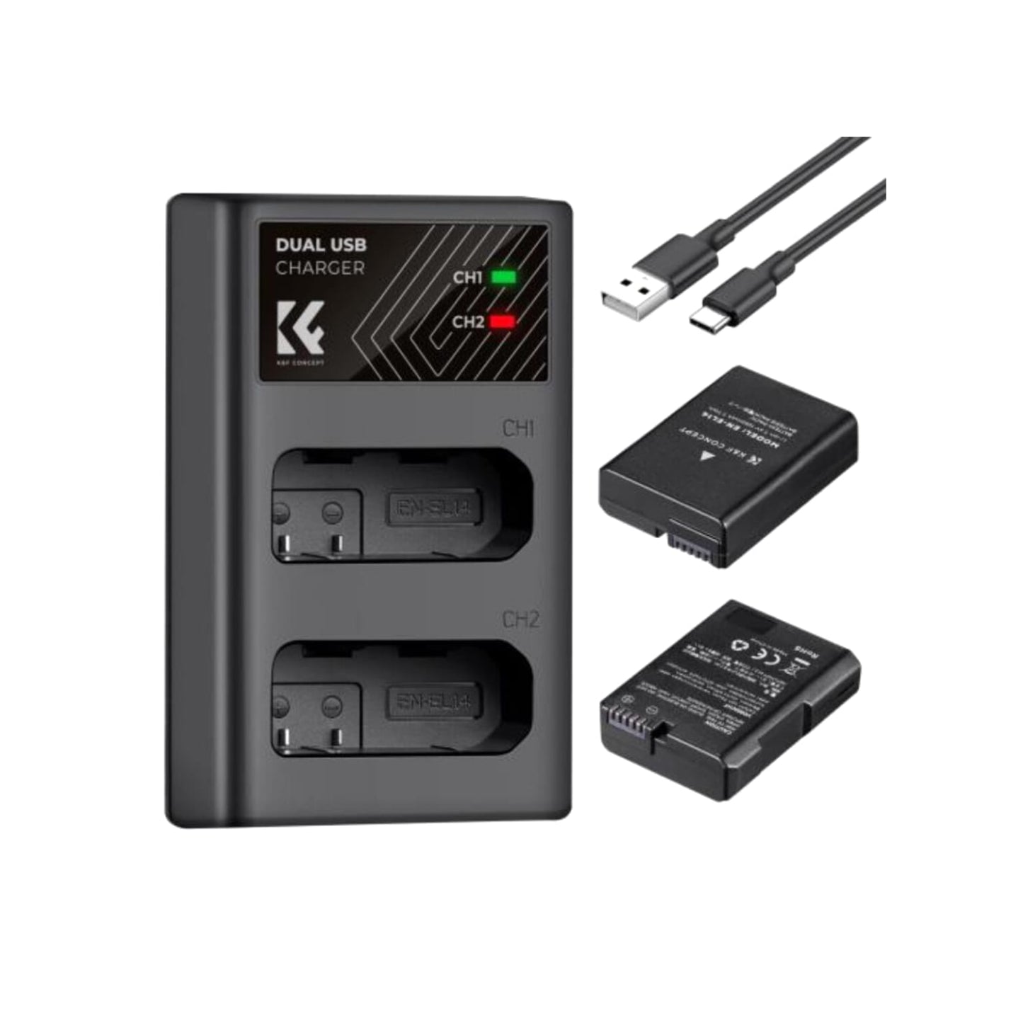 Cargador Doble Usb +batería K&f Concept En-el 14