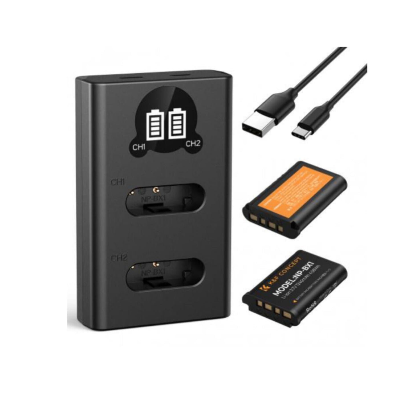 Cargador Doble Usb +batería K&f Concept Np-bx1 Para Sony