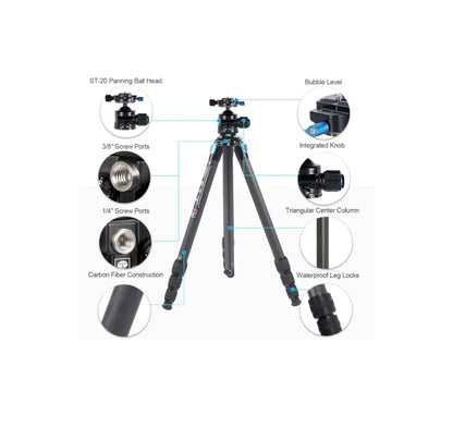 Trípode Fibra De Carbono St-224 + St-20 Sirui
