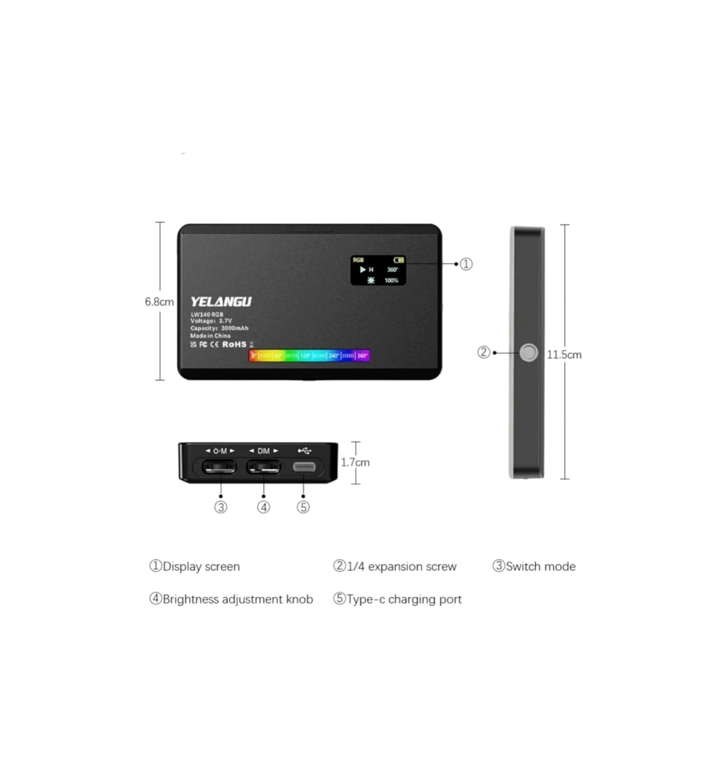 Foco Led Yelangu Modelo Lw140 Rgb